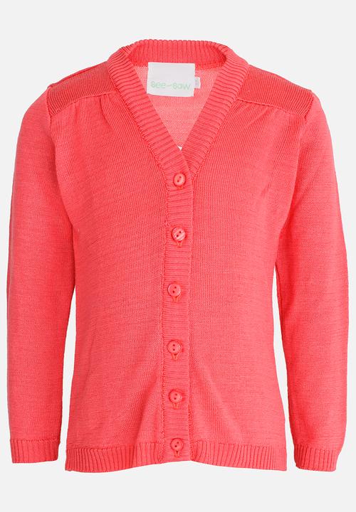 See-Saw - V-Neck Cardigan Mid Pink