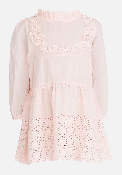Pop Candy - Printed Long Sleeve Dress Pale Pink