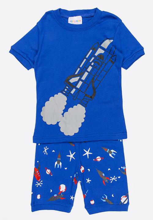Pop Candy - Short Sleeve Printed Pj Set - Blue