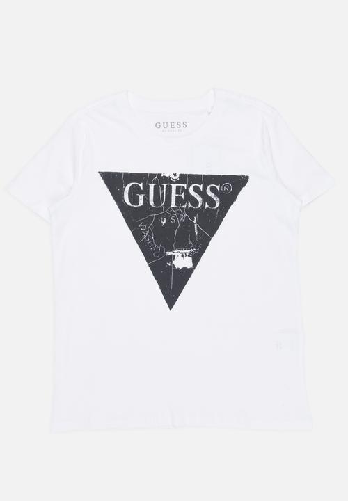 GUESS - Cracked Printed Tri White Tee