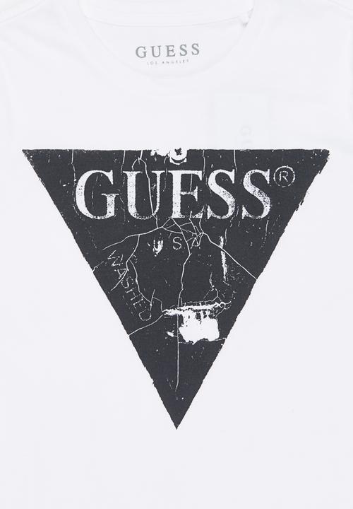 GUESS - Cracked Printed Tri White Tee
