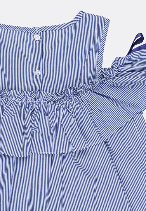 Pop Candy - Cold Shoulder Frill Top Pale Blue