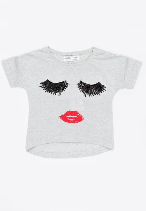 MINOTI - Rebel Lurex Printed Top Grey