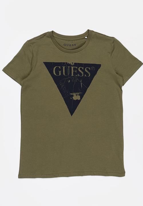 GUESS - Cracked Tri Printed Tee Khaki Green