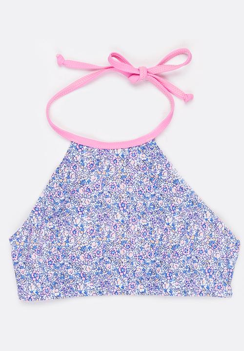 Sun Things - Ditsy Pink Halter Top & Bottom Set Multi-colour