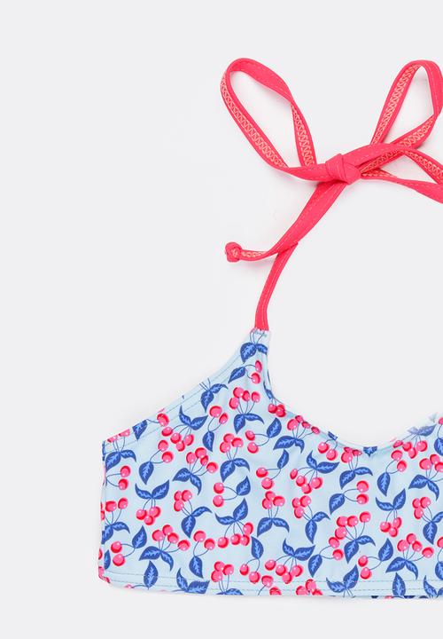 Sun Things - Mint Cherry Bralet & Strappy Bottom Set Multi-colour