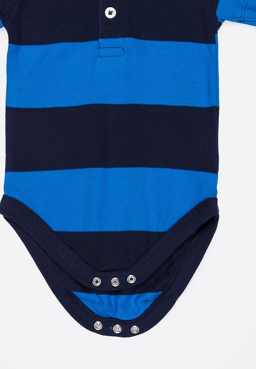 MINOTI - Holiday Stripe Pique Bodysuit Blue