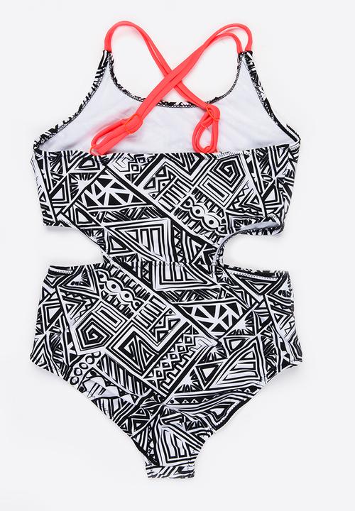 MINOTI - 1 Piece AOP Cut Out Swimsuit Multi-colour