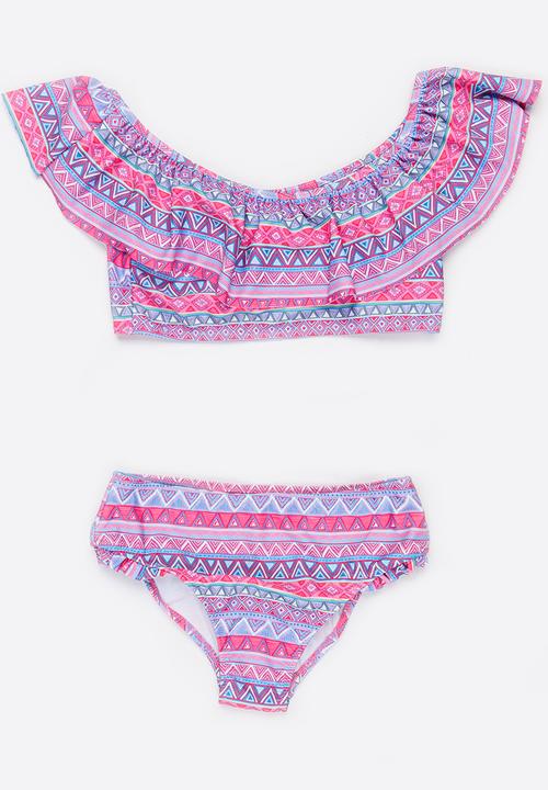 MINOTI - Bikini 2 Piece Off the Shoulder Frilled Bikini Set Multi-colour