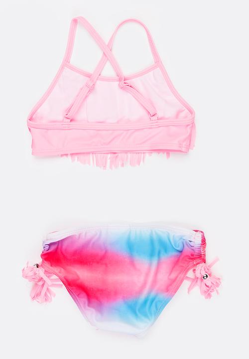 MINOTI - Bikini 2 Piece Fringe Laser Cut Set Mid Pink