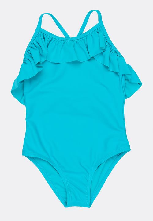 MINOTI - 1 Piece Swimsuit with Frill detail Aqua