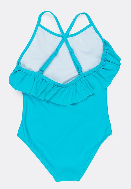 MINOTI - 1 Piece Swimsuit with Frill detail Aqua