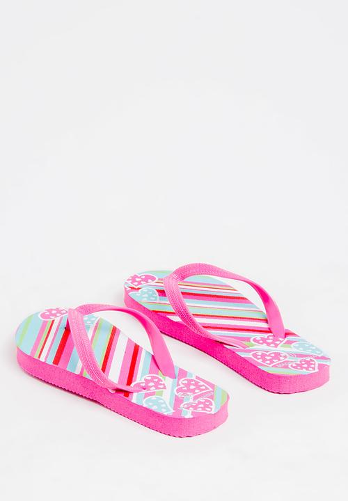 Pop Candy - Printed Flip Flops Dark Pink