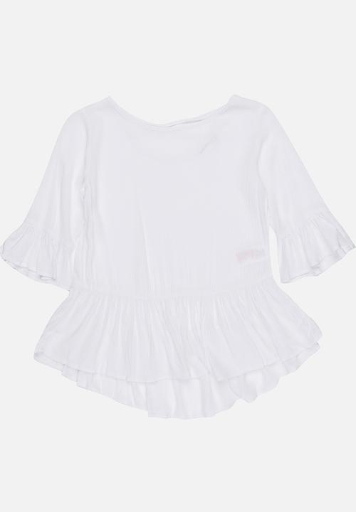 MINOTI - Rebel Woven Frill detail Top Off White