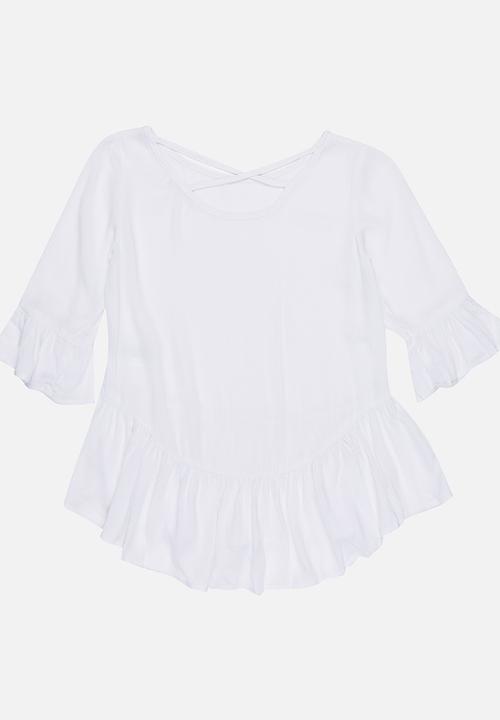 MINOTI - Rebel Woven Frill detail Top Off White