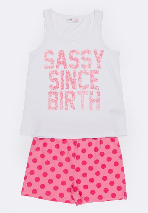 MINOTI - Yawn Printed 2 Piece PJ Set Dark Pink