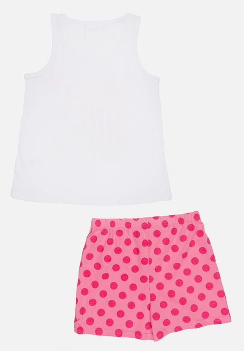 MINOTI - Yawn Printed 2 Piece PJ Set Dark Pink