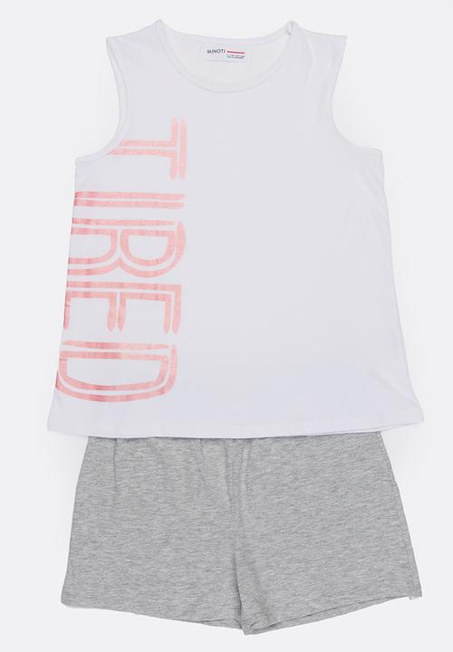 MINOTI - Yawn Printed 2 Piece PJ Set - White