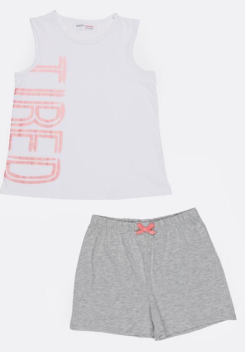 MINOTI - Yawn Printed 2 Piece PJ Set - White