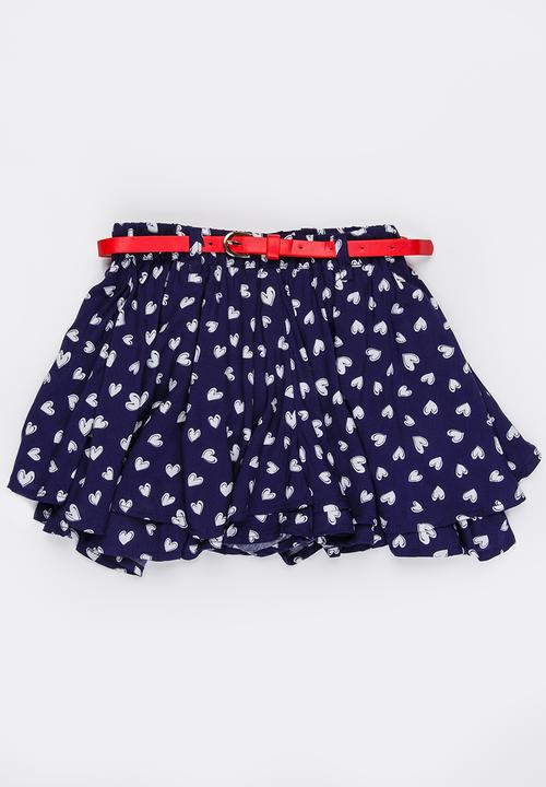 MINOTI - Rebel AOP Culottes with PU Belt Navy