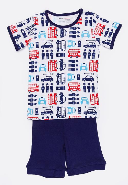 MINOTI - London Printed 2 Piece PJ Set Multi-colour
