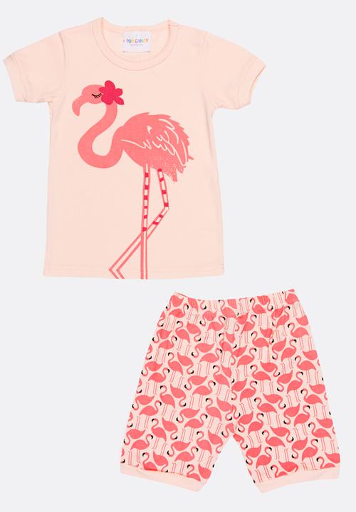 Pop Candy - Short Sleeve Printed Pj Set - pink
