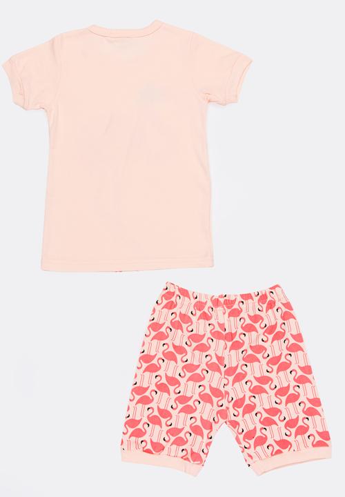 Pop Candy - Short Sleeve Printed Pj Set - pink