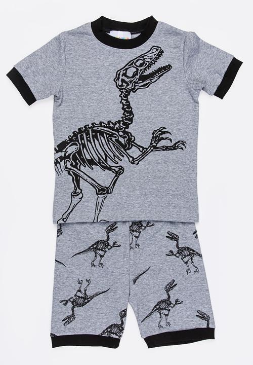 Pop Candy - Short Sleeve Printed Pj Set - grey melange 