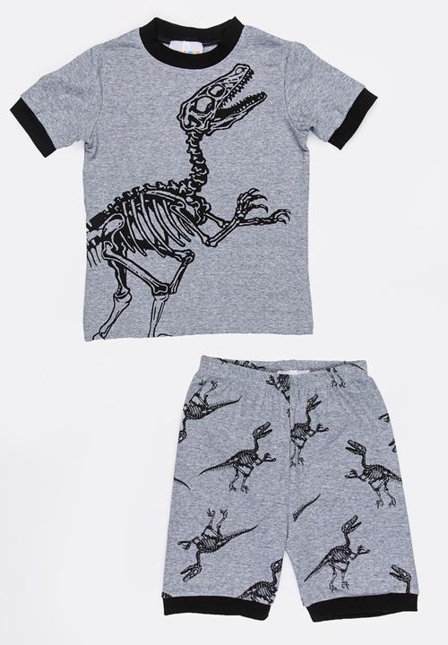 Pop Candy - Short Sleeve Printed Pj Set - grey melange 