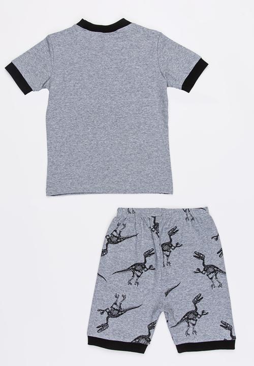 Pop Candy - Short Sleeve Printed Pj Set - grey melange 