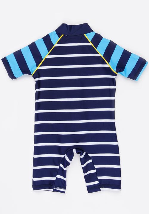 MINOTI - Infants boys blue stripe rash all in one - blue