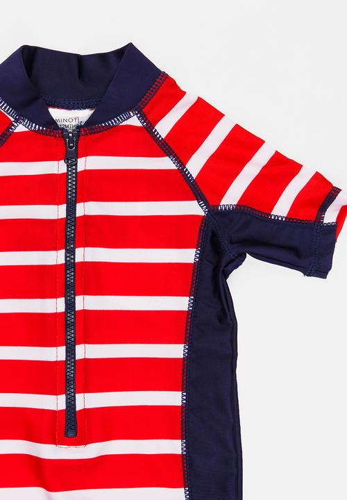 MINOTI - Infants boys red stripe rash all in one - red