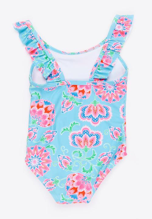 MINOTI - 1 Piece AOP Swimsuit with Frill detail Multi-colour