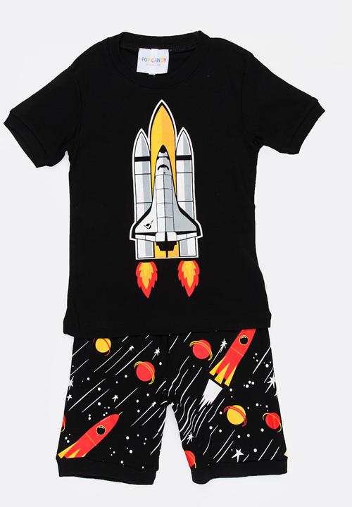 Pop Candy - Short Sleeve Printed Pj Set - black