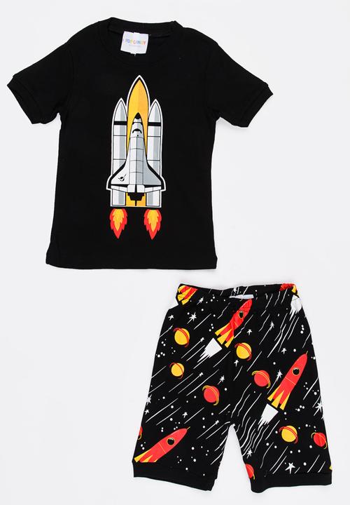 Pop Candy - Short Sleeve Printed Pj Set - black