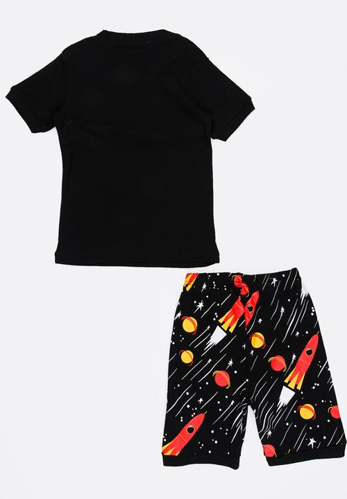 Pop Candy - Short Sleeve Printed Pj Set - black
