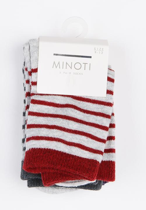 MINOTI - 3 Pack stripe ankle socks - multi