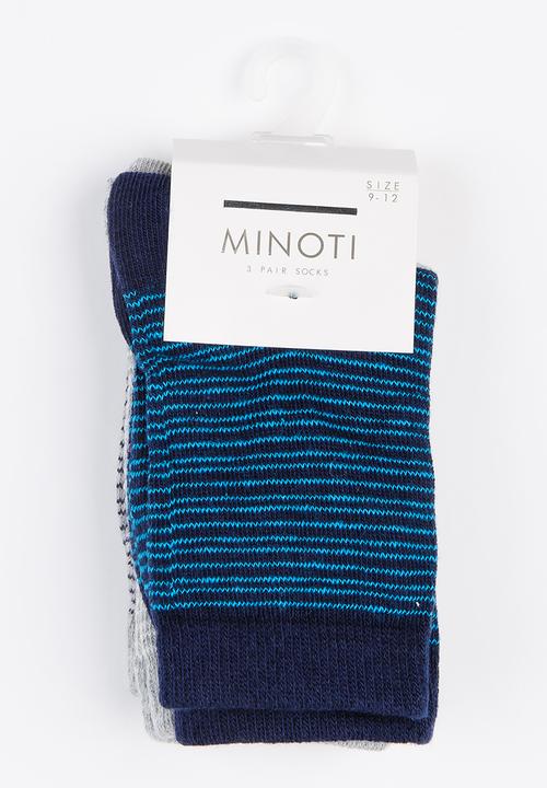 MINOTI - 3 Pack Stripe Ankle Socks Multi-colour