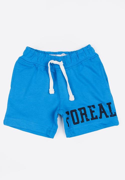 MINOTI - For real slogan fleece shorts - blue