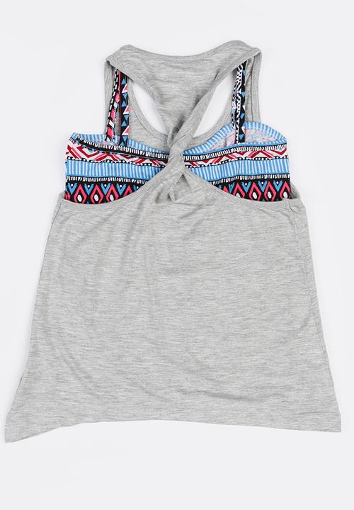 MINOTI - Glasto Slouchy Double Layered Vest & AOP Bandeau Grey