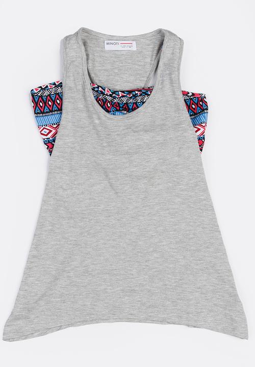 MINOTI - Glasto Slouchy Double Layered Vest & AOP Bandeau Grey