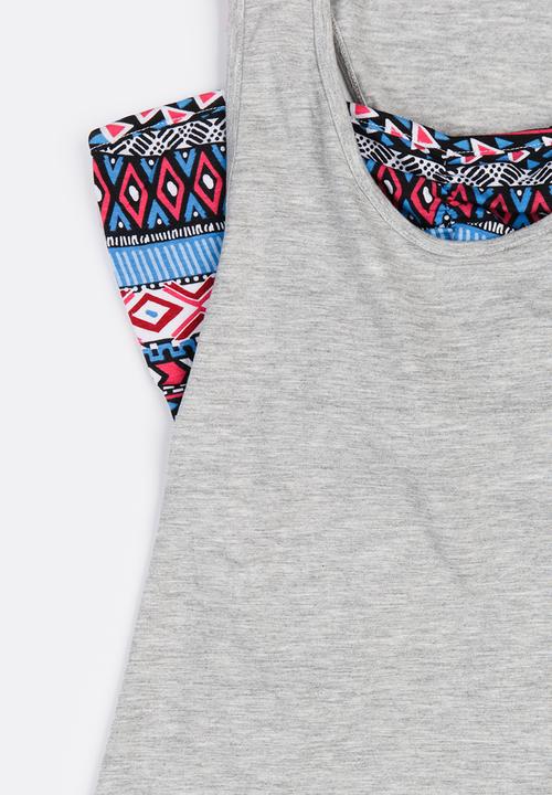 MINOTI - Glasto Slouchy Double Layered Vest & AOP Bandeau Grey