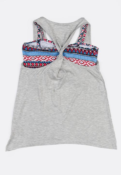 MINOTI - Glasto Slouchy Double Layered Vest & AOP Bandeau Grey