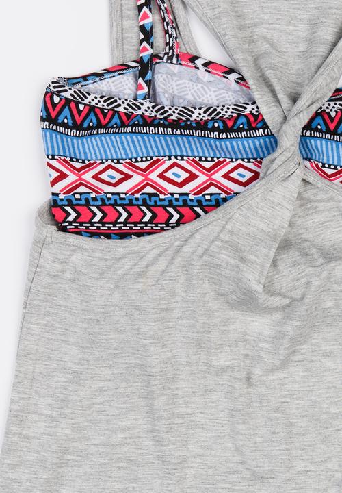 MINOTI - Glasto Slouchy Double Layered Vest & AOP Bandeau Grey