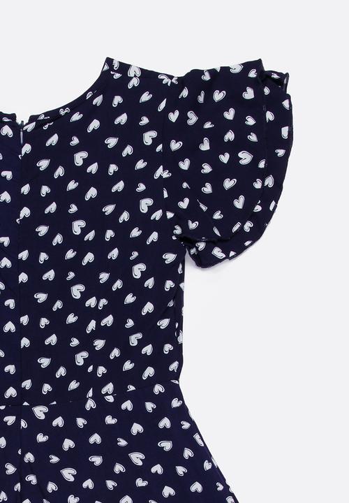 MINOTI - Rebel AOP Dress with Flutter Sleeves Navy