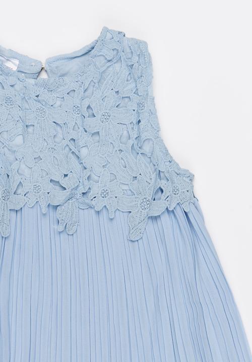 Pop Candy - Laser Cut Lace Top Pale Blue