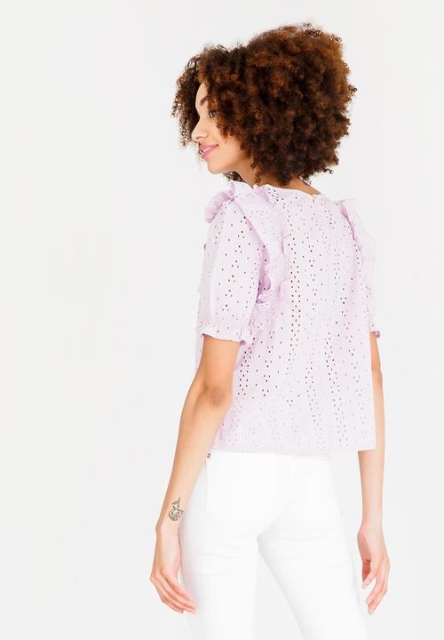 ONLY - Larissa Broderie Top Pale Purple