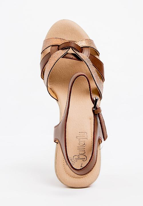 Butterfly Feet - Kim Open Toe Wedges Brown