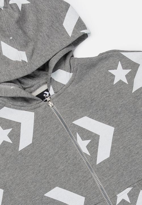 Converse - Converse star chevron printed full zip hoodie - grey