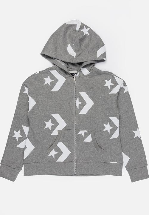 Converse - Converse star chevron printed full zip hoodie - grey